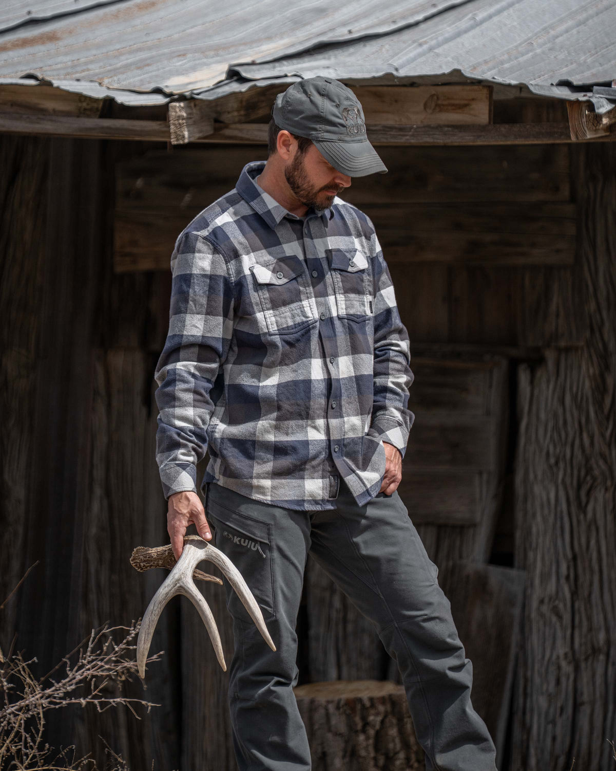 Men's Buffalo Check Plaid Flannel Work Shirt - Steel Blue Trio – KUIU