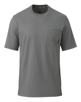 Front of Workgrade Short Sleeve Pocket Crew in Castle Rock Grey