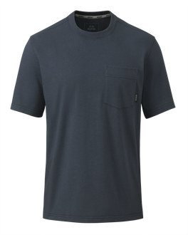 Front of Workgrade Short Sleeve Pocket Crew in Steel Blue