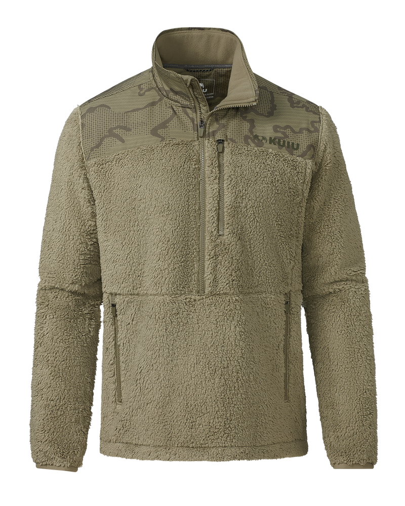 Front of Sherpa Fleece Zip Pullover in Arctic Shadow Tonal