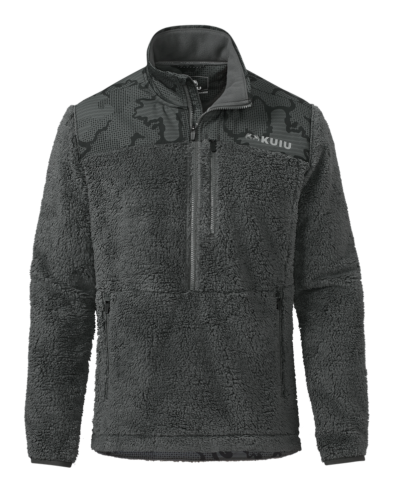 Front of Sherpa Fleece Zip Pullover in Gunmetal Tonal