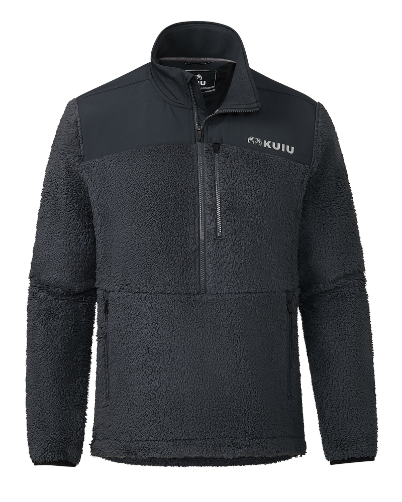 Front of Sherpa Fleece Zip Pullover in Nightfall Blue