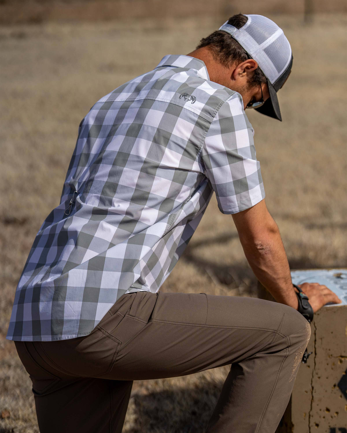 Borrego UPF 50+ Button Down Shirt - Battleship Plaid | KUIU