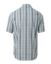 Back of Borrego SS Shirt in Blueish Grey Gravel Plaid 
