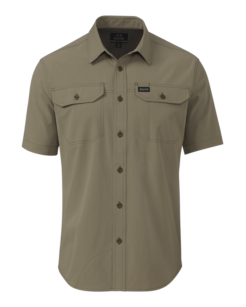 Front of Gauge SS Work Shirt in Khaki