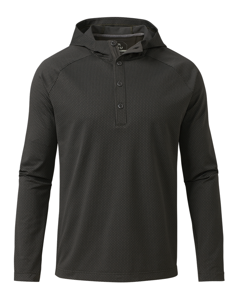 Front of Dura-Knit Hoodie in Asphalt Grey