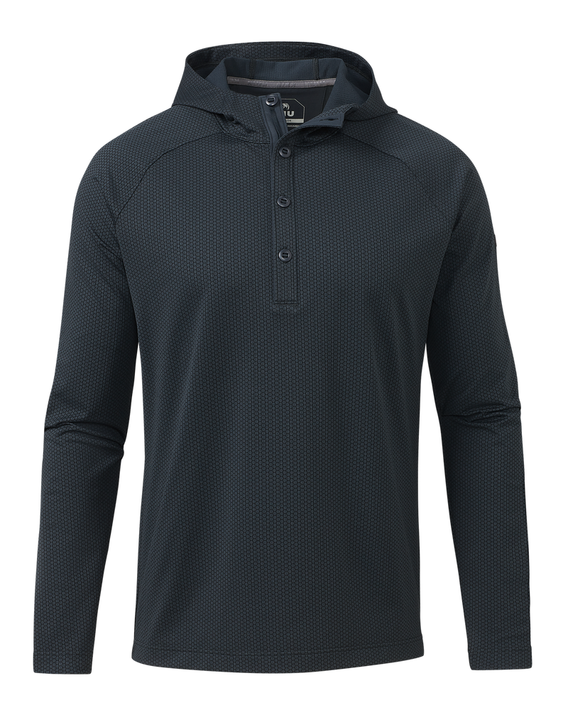 Front of Dura-Knit Hoodie in Nightfall Blue