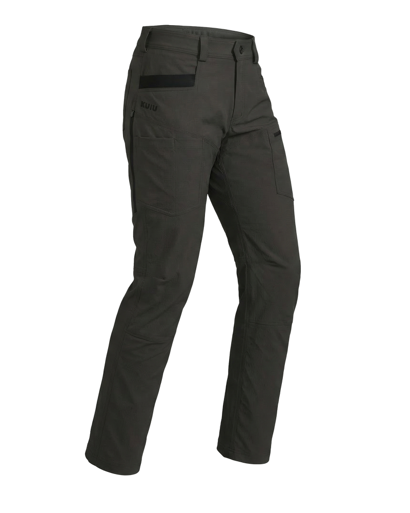 Angled pose highlighting shape and construction of Motive Workgrade Pant in Asphalt Grey