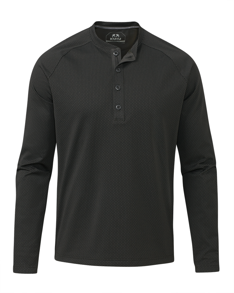 Front of Dura-Knit Henley in Asphalt Grey