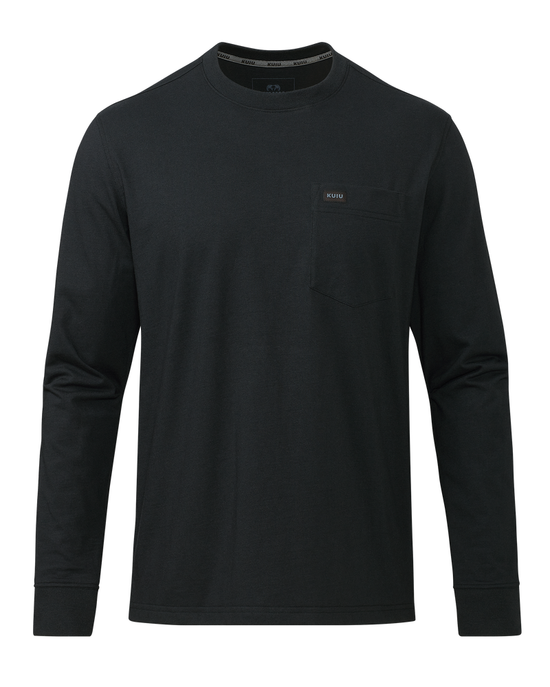 Front of Workgrade LS Pocket Crew in Black