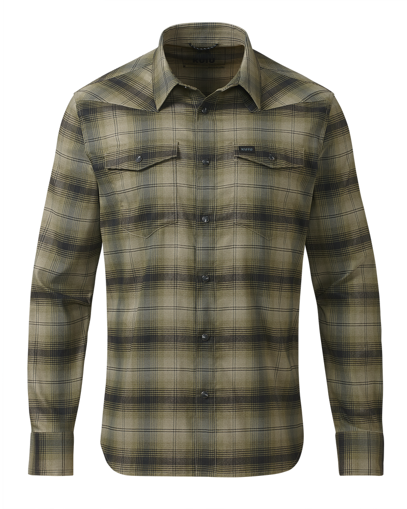 Front of Laredo LS Shirt Verde Ombre Plaid 