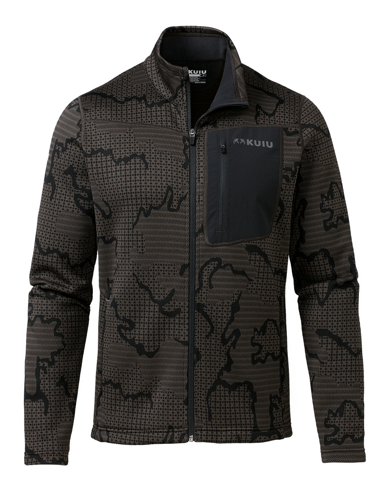 Front of Outland Fleece Full Zip in Asphalt Tonal Grey