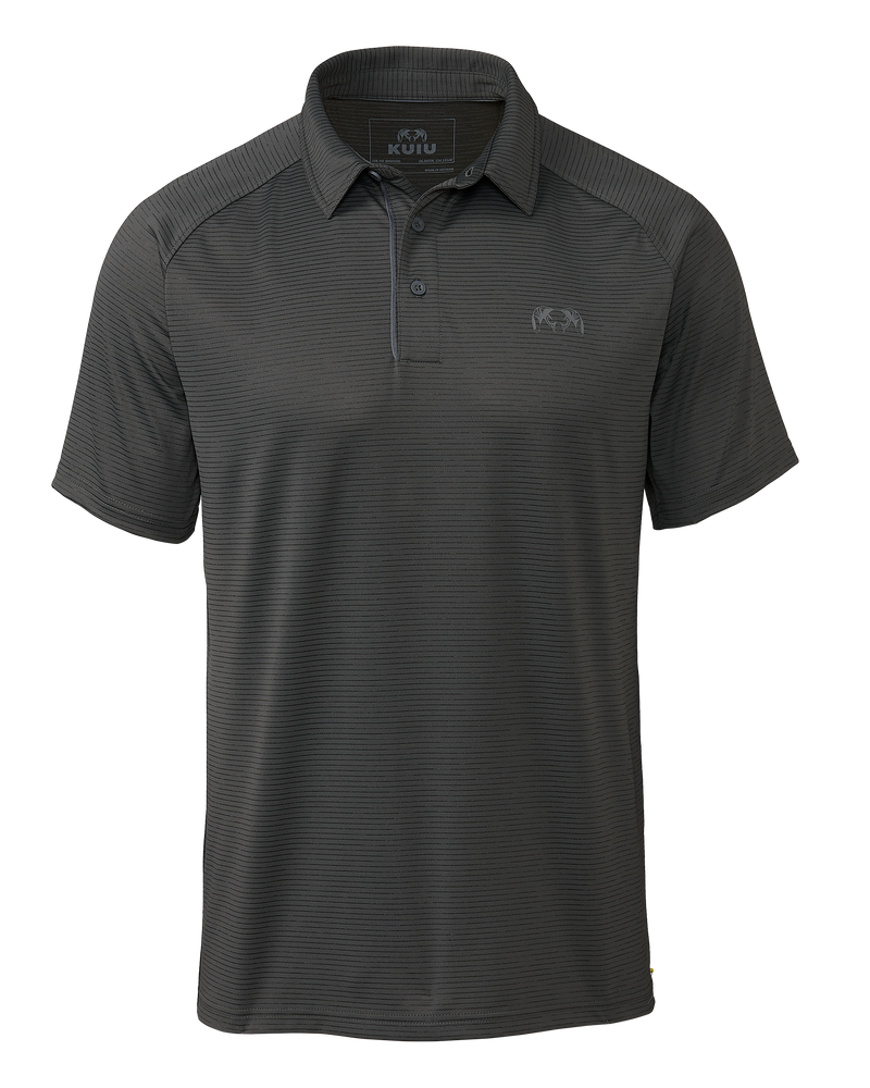 Front of Peak Polo in Cast Iron Grey