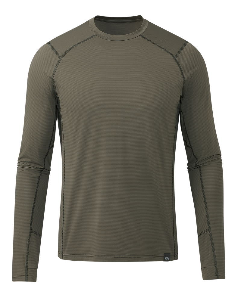 Front of Vital S1 Long Sleeve Crew in Ash Brown