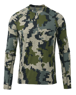 Front of Vital S1 Long Sleeve Crew in Verde Camouflage