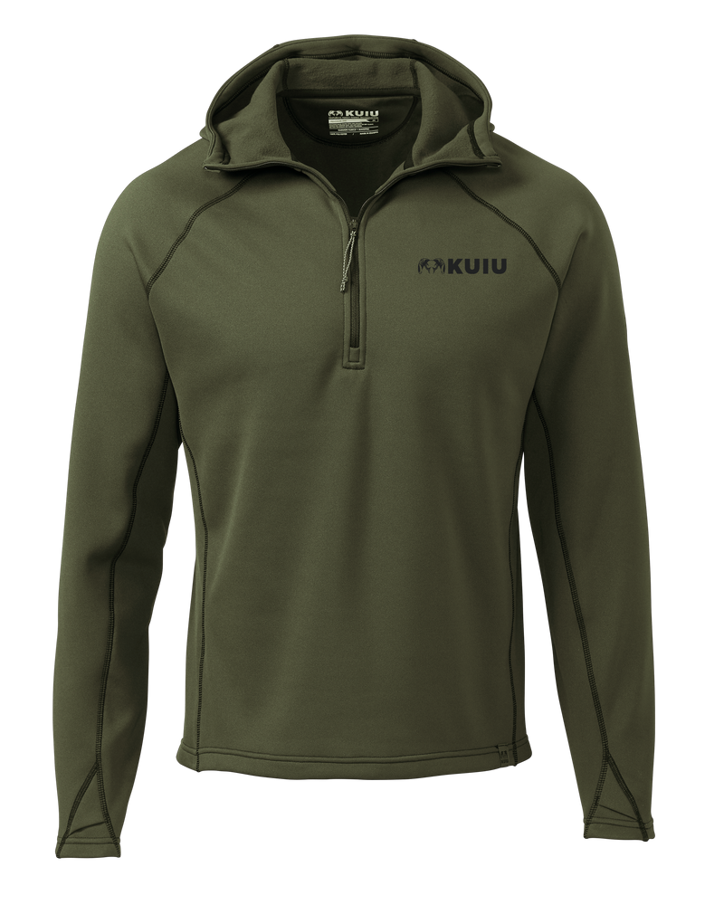 Front of Peloton 200 Zip-T Hoodie in Olive Green
