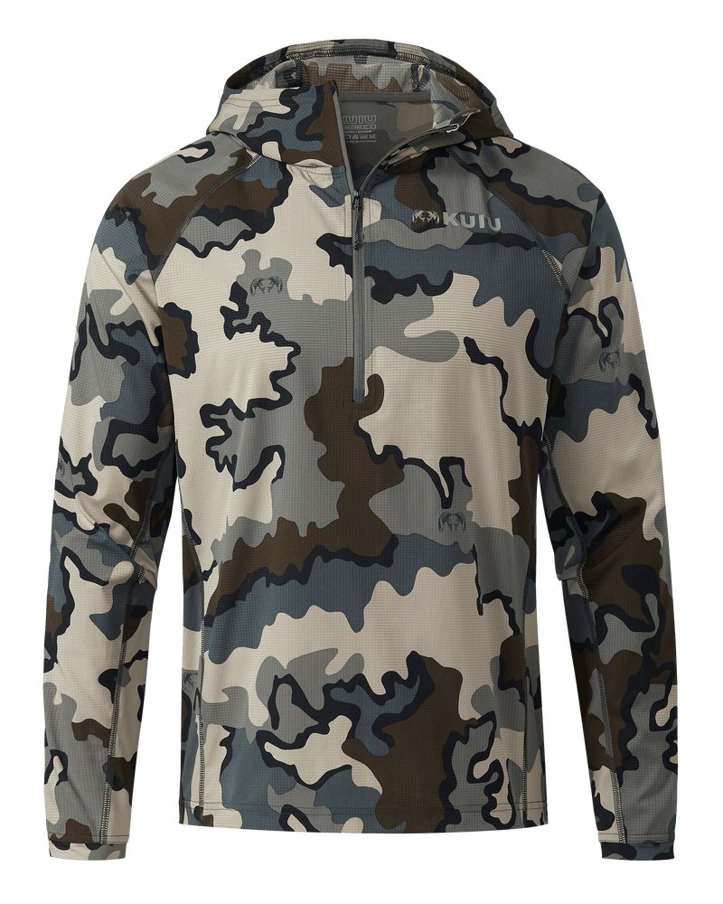 Front of Tiburon Hybrid Hoodie in Vias Camouflage