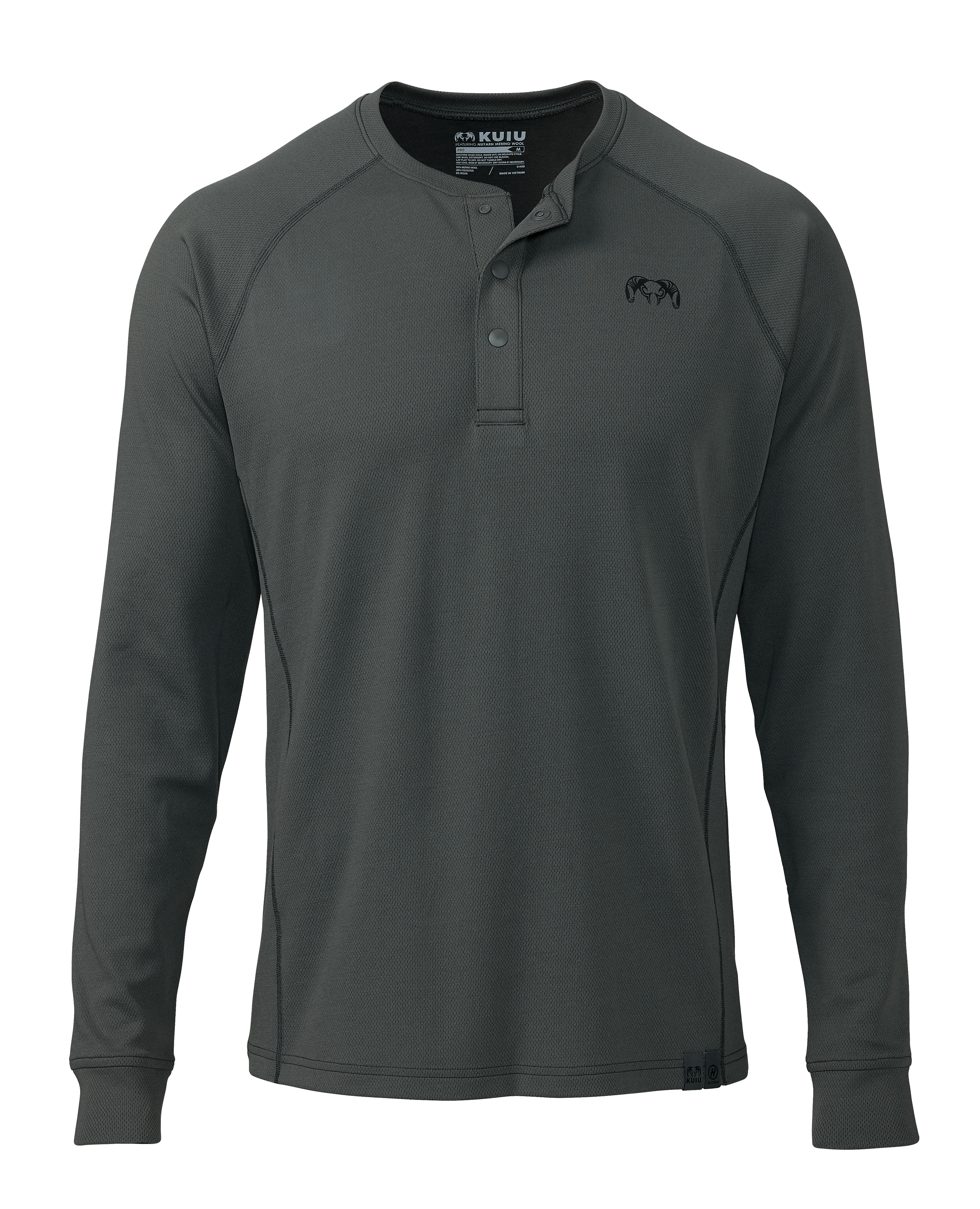 PRO Merino 200 Henley in Gunmetal Grey - Athletic Fit Quick-Dry 