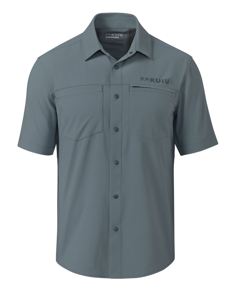 Front of Mesa Vented SS Snap Shirt Gritstone in Slate