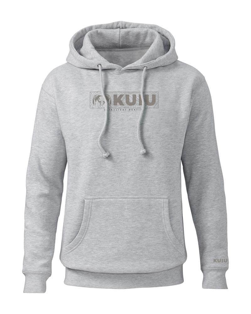 KUIU Topo Block Logo Hoodie | Heather Grey