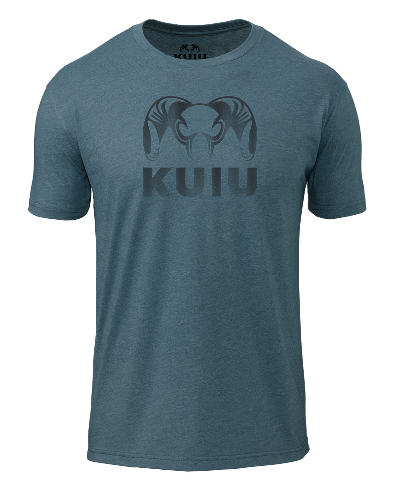 Front of KUIU Ram Fade T-Shirt in Indigo Blue