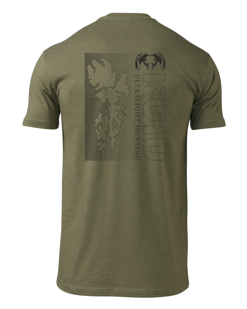 Back of KUIU Island Fade T-Shirt in Military Green