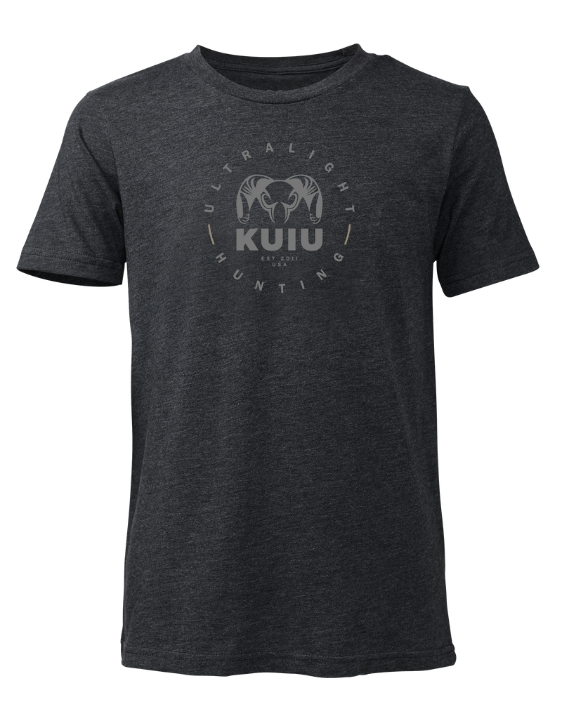 Front of KUIU Youth Ultralight Hunting Circle Shirt in Charcoal Grey
