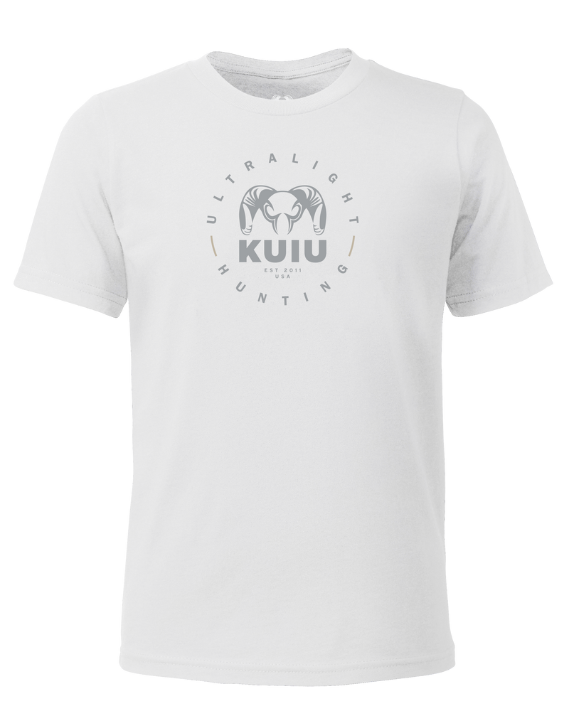 Front of KUIU Youth Ultralight Hunting Circle Shirt in White 