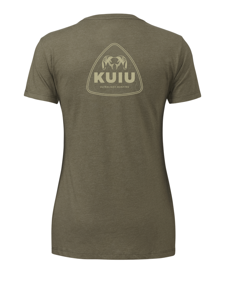 Back of KUIU Women's Topo Shield T-Shirt Military Green