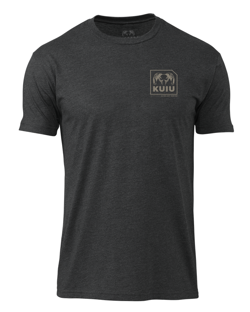 Front of KUIU Square Chest Logo T-Shirt in Charcoal Grey