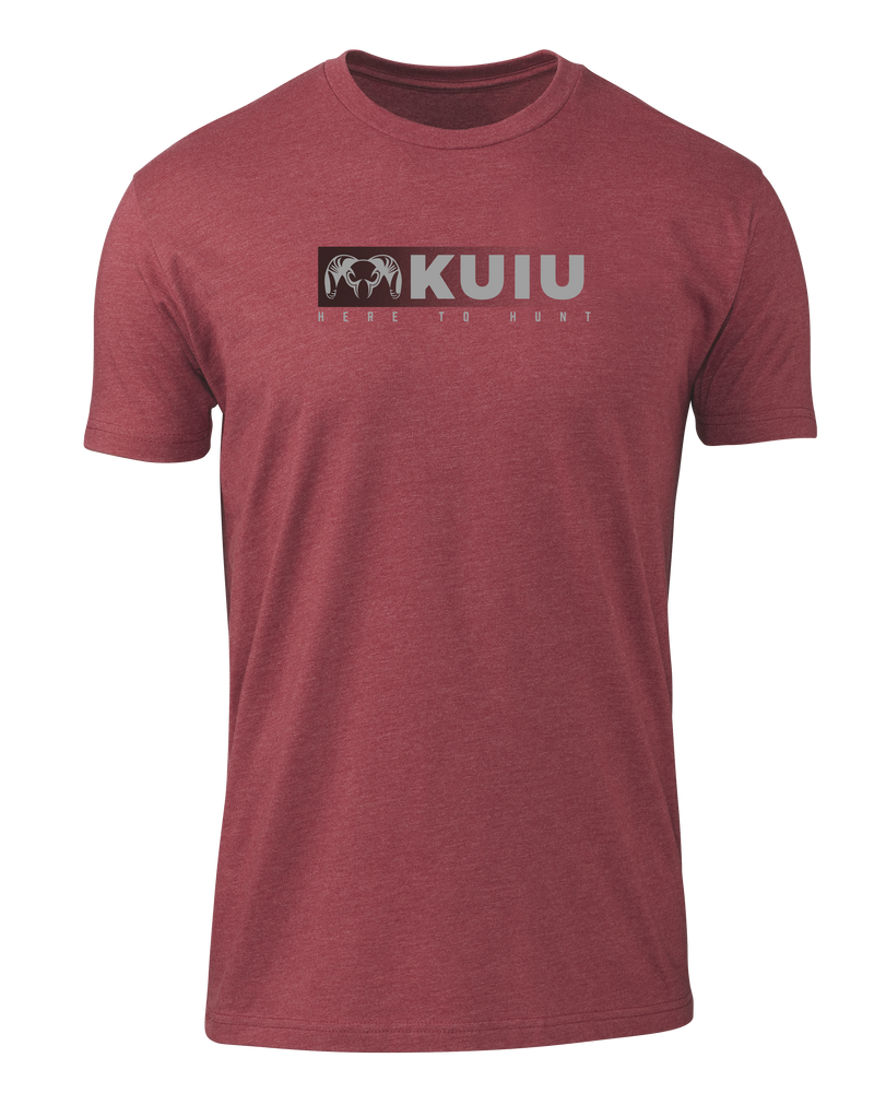Front of KUIU Here to Hunt Fade T-Shirt in Cardinal Red