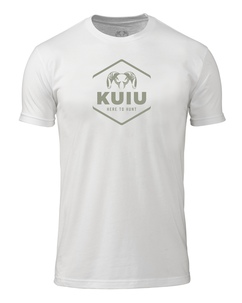 Front of KUIU Stacked Here to Hunt T-Shirt  in White