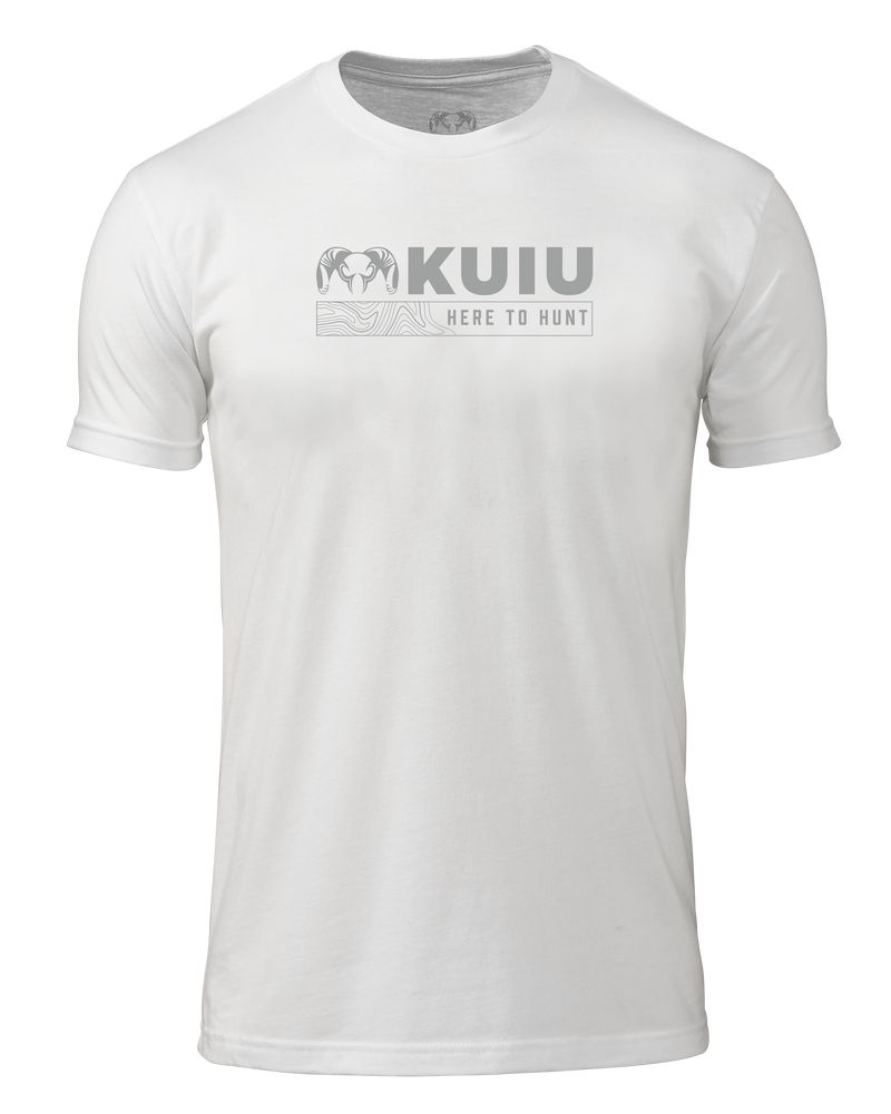 Front of KUIU Topo Here to Hunt T-Shirt in White
