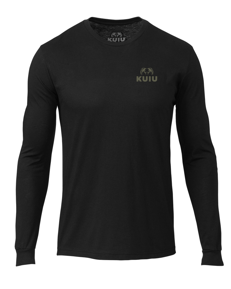 Front of KUIU Logo Long Sleeve T-Shirt in Black
