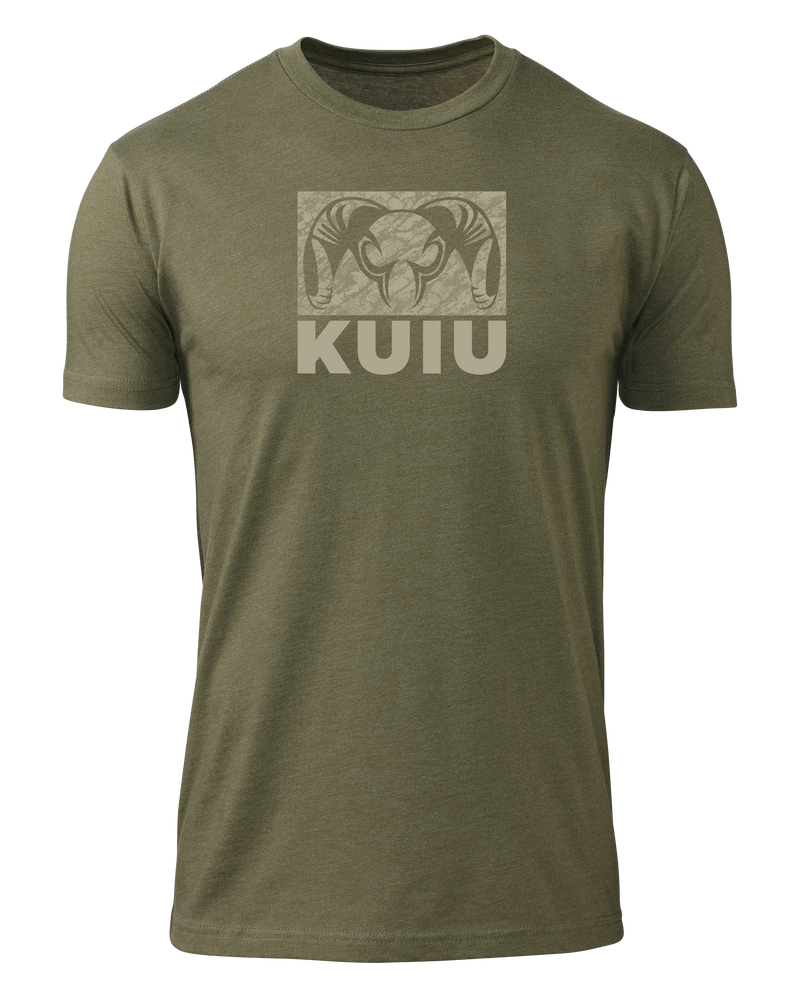Front of KUIU Gritstone Logo T-Shirt in Military Green