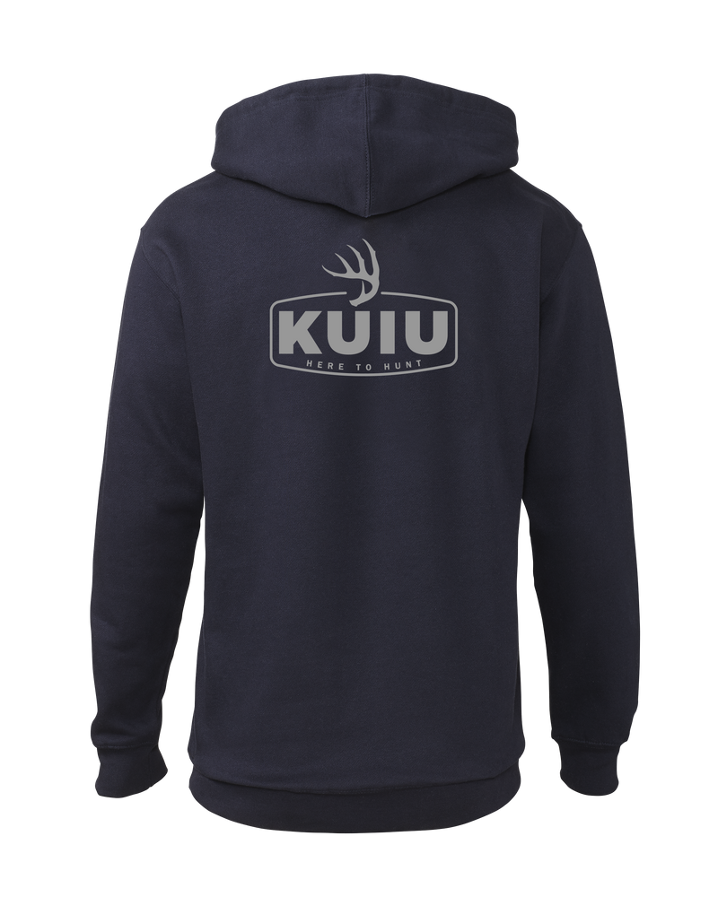 Back of KUIU Whitetail Shed Hoodie in Navy Blue