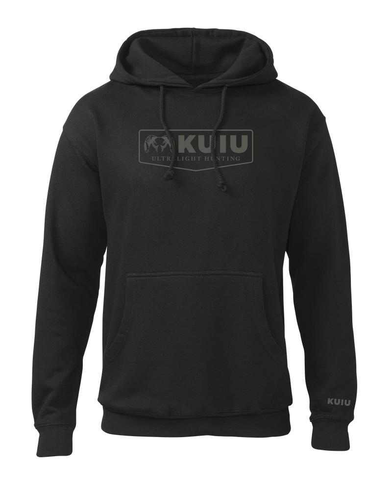 Front of KUIU Shield Logo Hoodie in Black