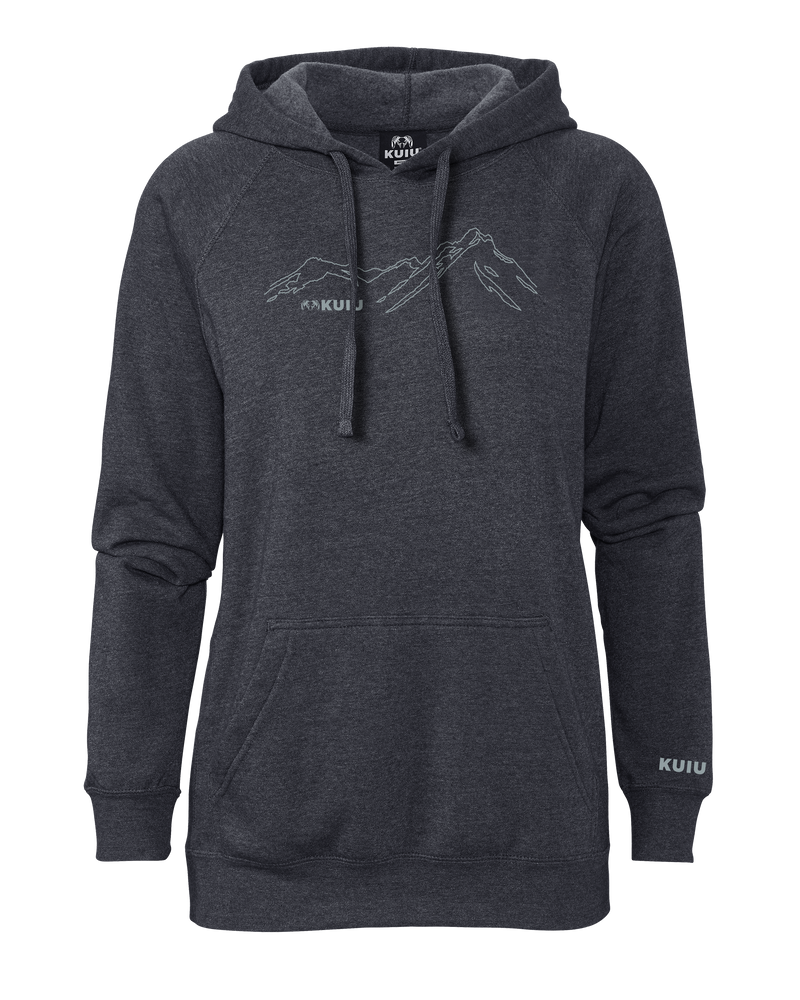 Front of KUIU Women's HD Mountain Hoodie in Midnight Navy Blue
