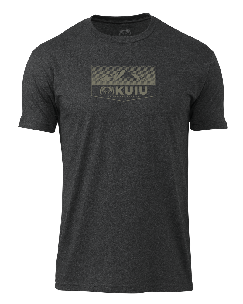 Front of KUIU Ultralight Mountain Logo T-Shirt in Charcoal Grey