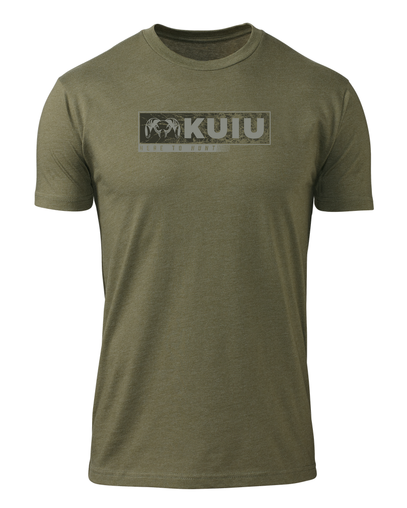 Back of KUIU Here to Hunt Gritstone T-Shirt in Military Green