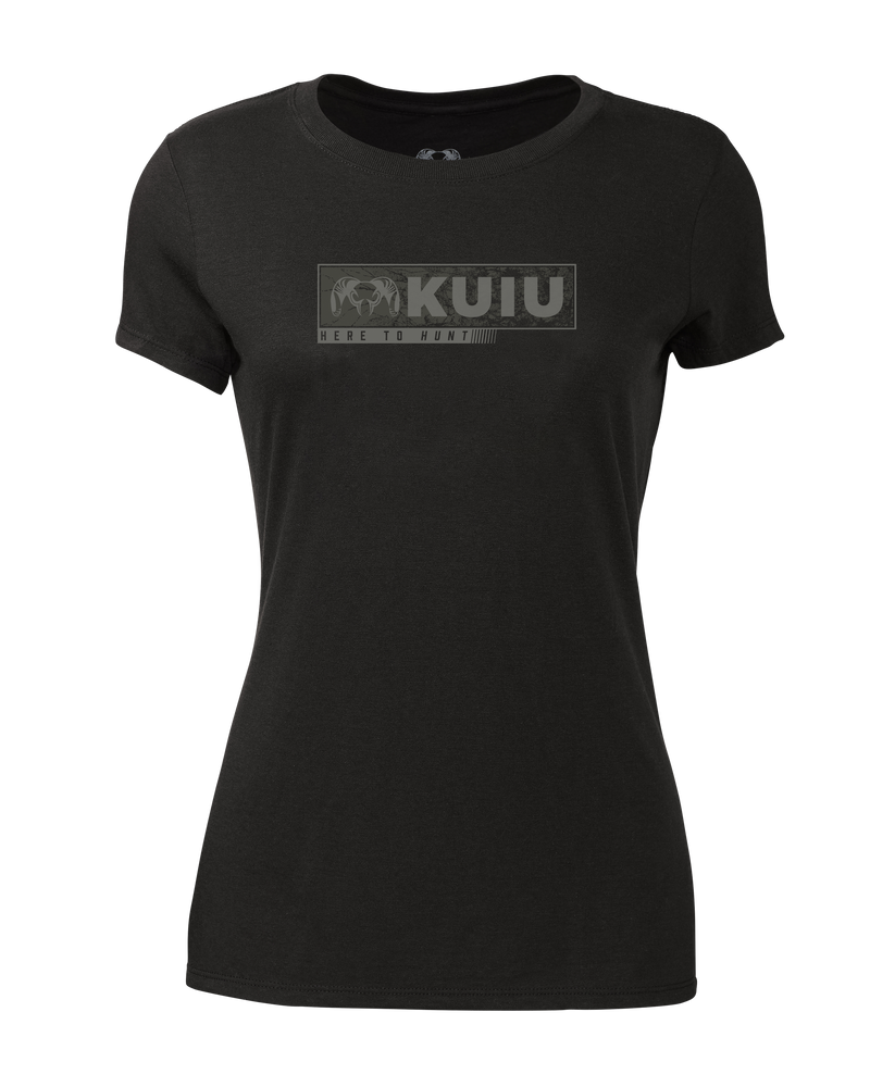 Front of Women's Here to Hunt Gritstone T-Shirt in Black