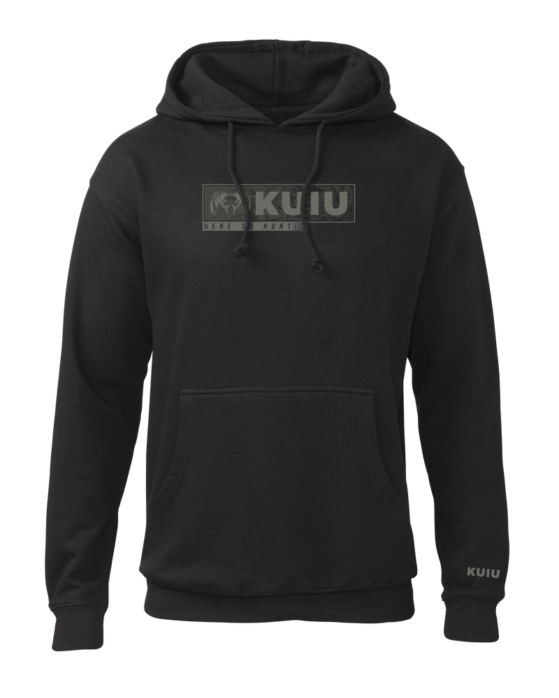 Front of KUIU Here to Hunt Gritstone Hoodie in Black