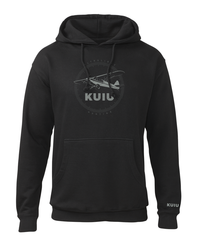 Front of KUIU Super Cub Logo Hoodie in Black