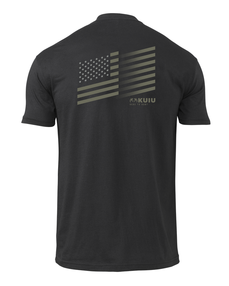 Back of KUIU Solid Flag Fade T-Shirt in Black