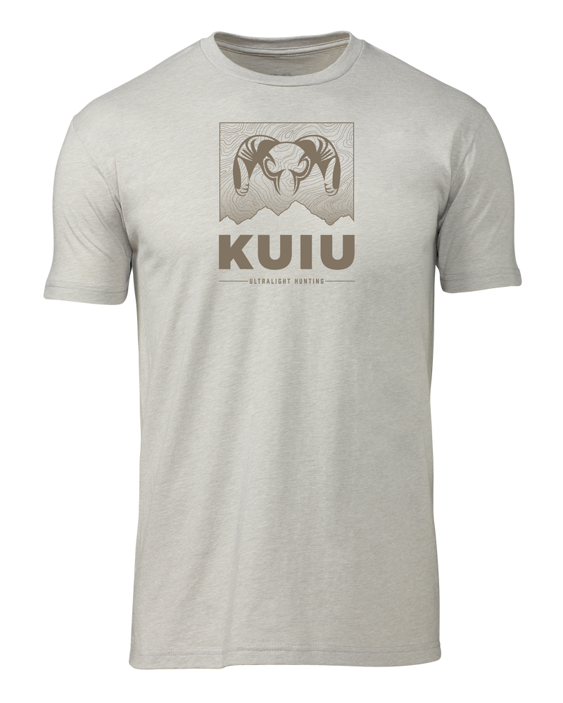 Back of KUIU Topo Mountain T-Shirt in Silk Khaki
