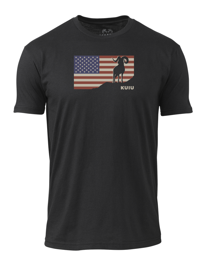 Front of KUIU Ram Flag T-Shirt in Black