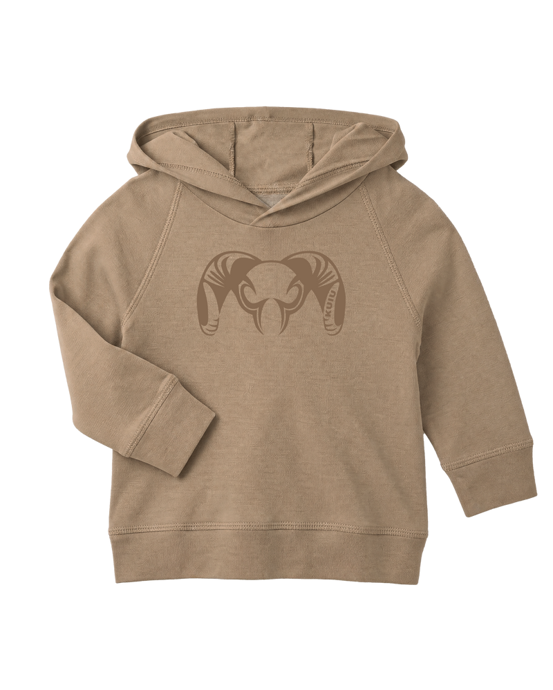 Front Toddler Big Ram Hoodie in Truffle Brown