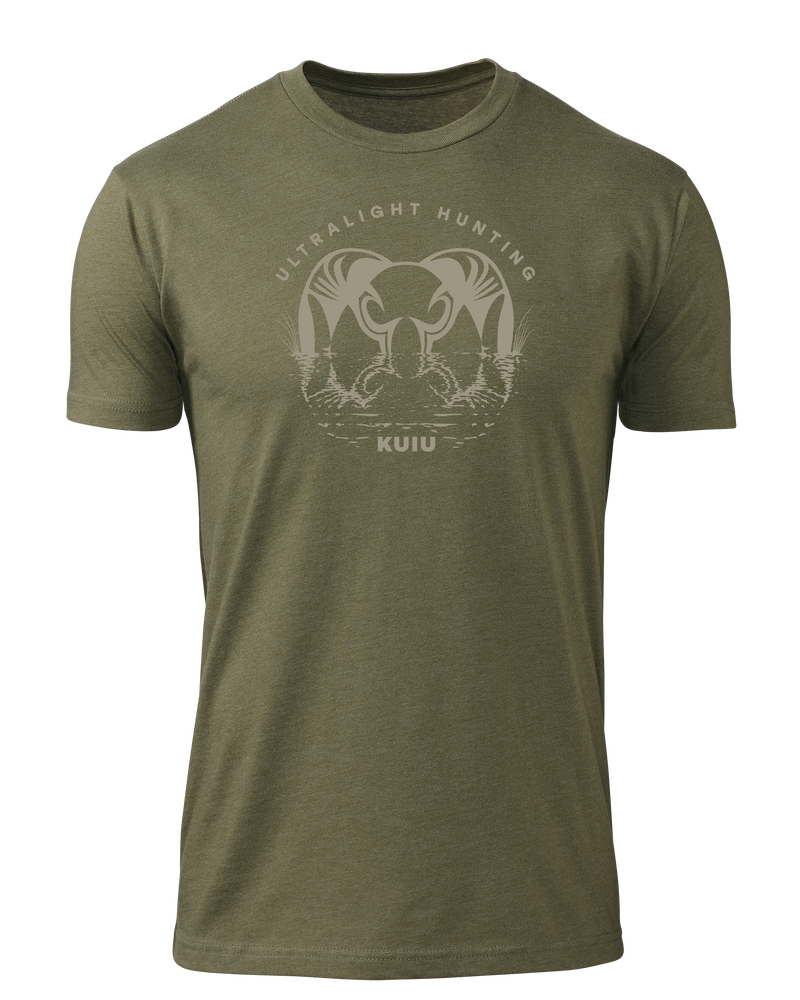 Front of KUIU Waterway T-Shirt in Military Green