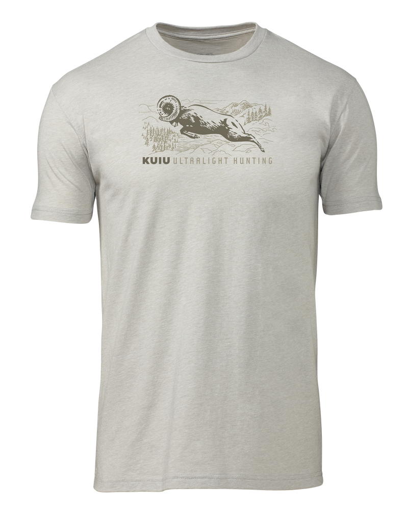 Front of KUIU Ram T-Shirt in Silk Khaki
