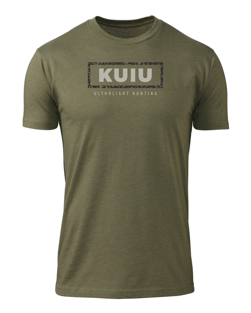 Front of KUIU Box Logo T-Shirt in Military Green